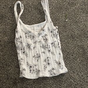 Aeropostale White Camisole with Black Floral Design